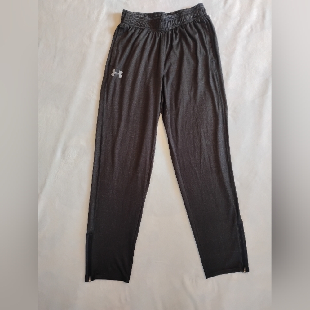 Under Armour UA Tech Pants Grey Ankle Zip Loose Pockets Mens Medium Lightweight